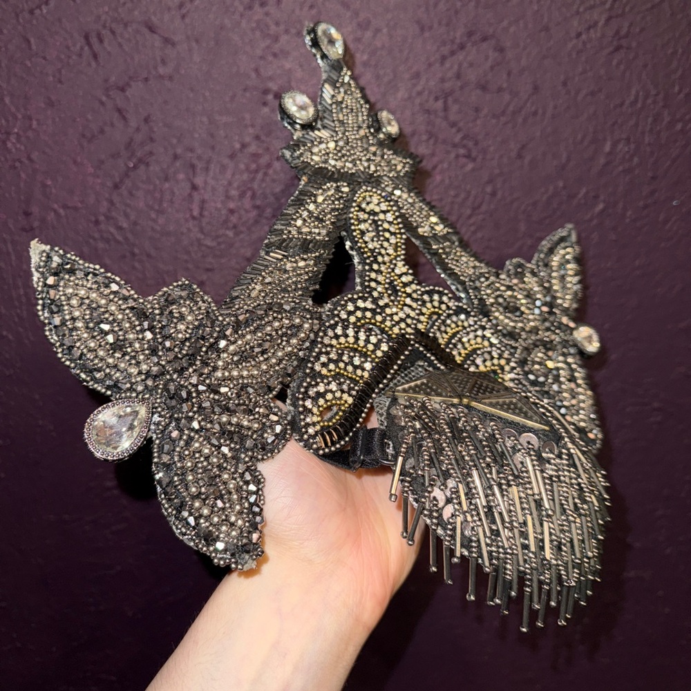Gothic Handbeaded Headpiece - One of a Kind - Picture 3 of 7